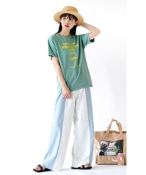 e-zakkamania stores(イーザッカマニアストアーズ)の「アメリカンコットン ヴィンテージ Tシャツ(Tシャツ/カットソー・レディース・イエロー/モカ/グリーン/ライトブルー/ライラック・M)」の9枚目の写真