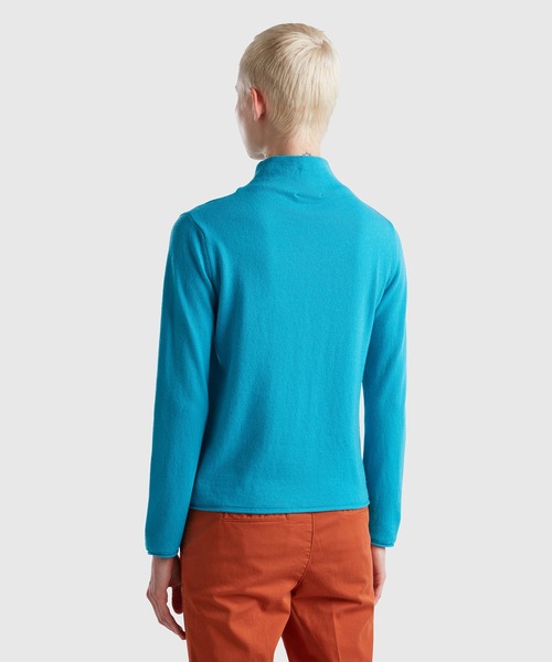 BENETTON (UNITED COLORS OF BENETTON)（ベネトンユナイテッドカラーズオブベネトン）の「ハイネックウール混二ット・セーター（ニット/セーター・レディース・ブラック/ターコイズブルー・LARGE/MEDIUM/SMALL/X-SMALL）」の9枚目の写真