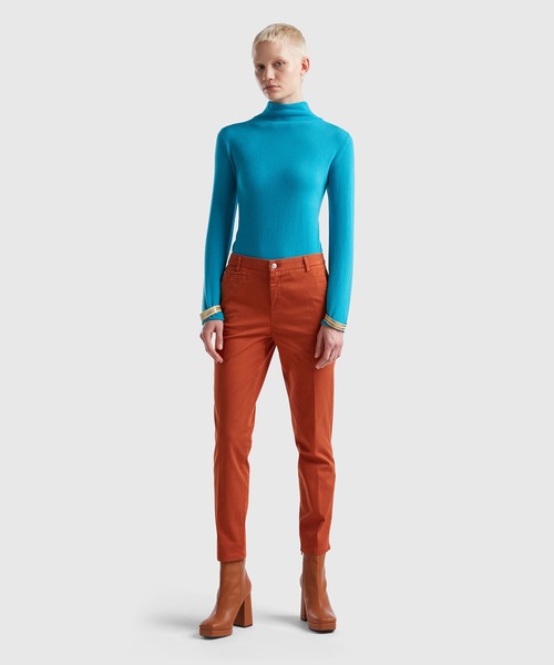 BENETTON (UNITED COLORS OF BENETTON)（ベネトンユナイテッドカラーズオブベネトン）の「ハイネックウール混二ット・セーター（ニット/セーター・レディース・ブラック/ターコイズブルー・LARGE/MEDIUM/SMALL/X-SMALL）」の10枚目の写真