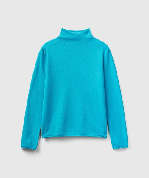 BENETTON (UNITED COLORS OF BENETTON)（ベネトンユナイテッドカラーズオブベネトン）の「ハイネックウール混二ット・セーター（ニット/セーター・レディース・ブラック/ターコイズブルー・LARGE/MEDIUM/SMALL/X-SMALL）」の11枚目の写真