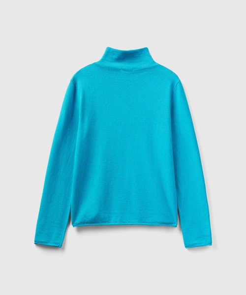 BENETTON (UNITED COLORS OF BENETTON)（ベネトンユナイテッドカラーズオブベネトン）の「ハイネックウール混二ット・セーター（ニット/セーター・レディース・ブラック/ターコイズブルー・LARGE/MEDIUM/SMALL/X-SMALL）」の12枚目の写真