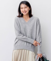 【洗える】ピュアカシミヤ Vネック ニット