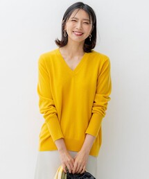 【洗える】ピュアカシミヤ Vネック ニット