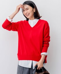 【洗える】ピュアカシミヤ Vネック ニット