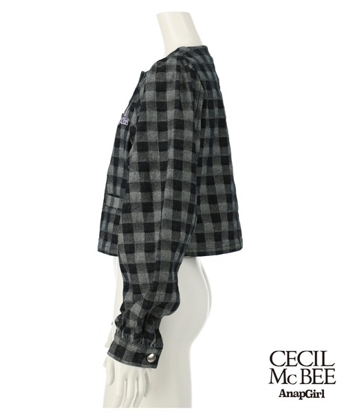 ANAP GiRL(アナップガール)の「【CECILMcBEE×ANAPGiRL】Lチェック柄デニムジャケット(デニムジャケット・キッズ・ブラック・S/M/XS)」の14枚目の写真