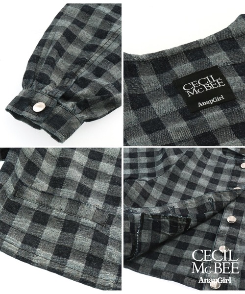 ANAP GiRL(アナップガール)の「【CECILMcBEE×ANAPGiRL】Lチェック柄デニムジャケット(デニムジャケット・キッズ・ブラック・S/M/XS)」の17枚目の写真
