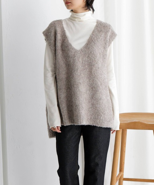 LIAN（リアン）の「ウールシャギーニットベスト（ベスト・レディース・モカ/チャコールグレー/ライトグレー・FREE）」の3枚目の写真
