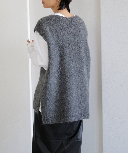 LIAN（リアン）の「ウールシャギーニットベスト（ベスト・レディース・モカ/チャコールグレー/ライトグレー・FREE）」の7枚目の写真