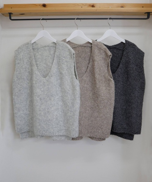 LIAN（リアン）の「ウールシャギーニットベスト（ベスト・レディース・モカ/チャコールグレー/ライトグレー・FREE）」の22枚目の写真