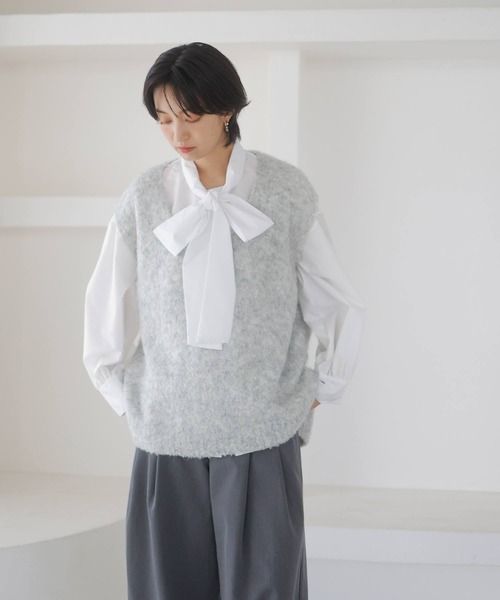 LIAN（リアン）の「ウールシャギーニットベスト（ベスト・レディース・モカ/チャコールグレー/ライトグレー・FREE）」の11枚目の写真