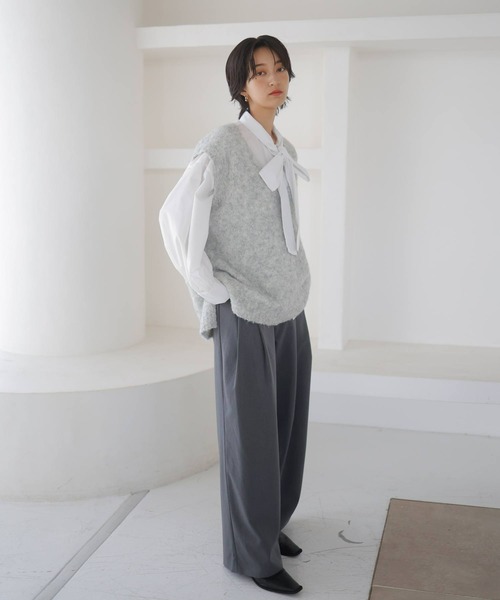 LIAN（リアン）の「ウールシャギーニットベスト（ベスト・レディース・モカ/チャコールグレー/ライトグレー・FREE）」の12枚目の写真