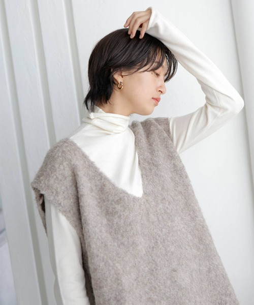 LIAN（リアン）の「ウールシャギーニットベスト（ベスト・レディース・モカ/チャコールグレー/ライトグレー・FREE）」の18枚目の写真