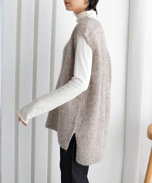 LIAN（リアン）の「ウールシャギーニットベスト（ベスト・レディース・モカ/チャコールグレー/ライトグレー・FREE）」の19枚目の写真