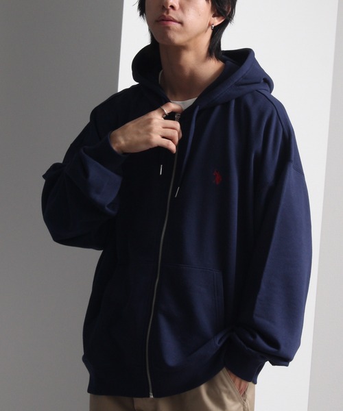 U.S. POLO ASSN.(ユーエスポロアッスン)の「【U.S. POLO ASSN./ユーエスポロアッスン】ワンポイントポニー刺繍 裏毛 ビッグシルエットフルジップパーカー(パーカー・メンズ・ネイビー/アッシュグレー/ブラック・L/M/LL)」の18枚目の写真