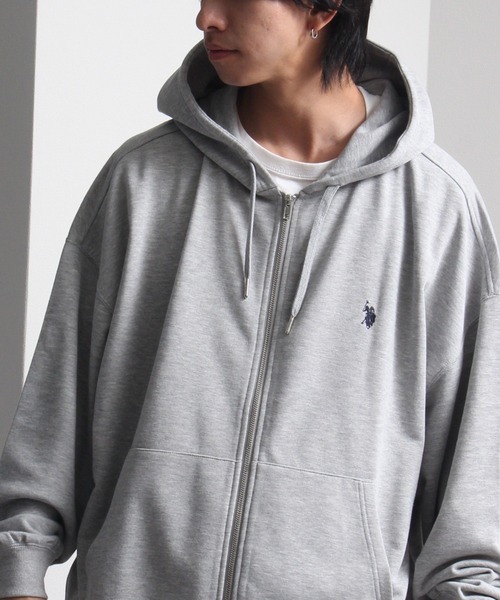 U.S. POLO ASSN.(ユーエスポロアッスン)の「【U.S. POLO ASSN./ユーエスポロアッスン】ワンポイントポニー刺繍 裏毛 ビッグシルエットフルジップパーカー(パーカー・メンズ・ネイビー/アッシュグレー/ブラック・L/M/LL)」の7枚目の写真