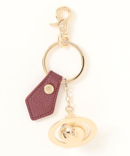 Vivienne Westwood(ヴィヴィアンウエストウッド)の「82030078U-OM0009-LAGRAIN LEATHER 3D ORB LIGHT GOLD(キーホルダー・レディース・ブラック/パープル・FREE)」の1枚目の写真