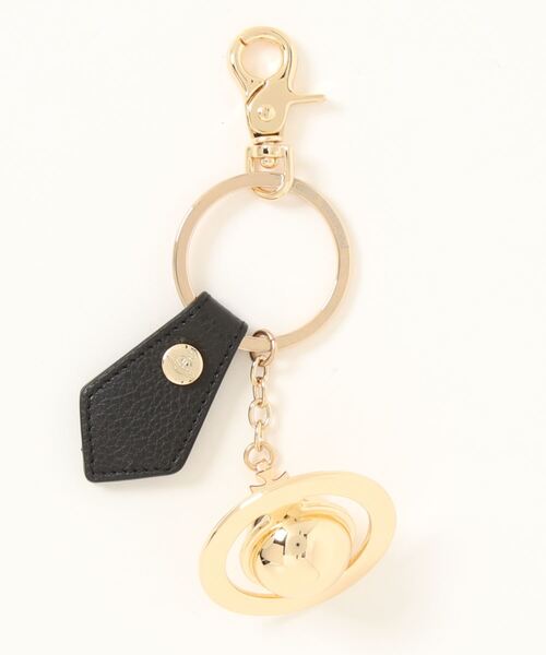 Vivienne Westwood(ヴィヴィアンウエストウッド)の「82030078U-OM0009-LAGRAIN LEATHER 3D ORB LIGHT GOLD(キーホルダー・レディース・ブラック/パープル・FREE)」の2枚目の写真