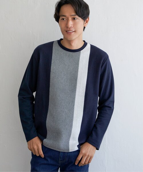 ikka（イッカ）の「ブロックスジャガードクルーネック（スウェット・メンズ・ネイビー/ホワイト/グリーン/ワイン・XL/L/M/S）」の18枚目の写真