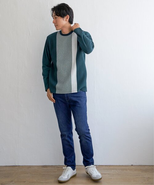 ikka（イッカ）の「ブロックスジャガードクルーネック（スウェット・メンズ・ネイビー/ホワイト/グリーン/ワイン・XL/L/M/S）」の8枚目の写真