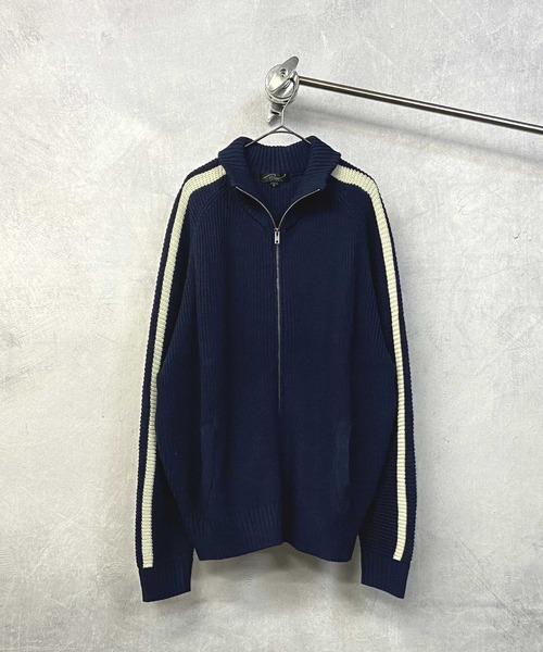 En serio TOKYO(エンソリオトーキョー)の「片畦編み 袖ラインニットトラックJKT(ニット/セーター・メンズ・ネイビー/オリーブ/ダークオレンジ/ブラック・L/M)」の18枚目の写真