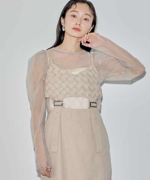 ELLEgirl(エルガール)の「配色ダブルチュールパフスリーブトップス【ELLEgirl/エル ガール】(シャツ/ブラウス・レディース・シャーベット/グレー/ライトピンク/ダークラベンダー・FREE)」の4枚目の写真
