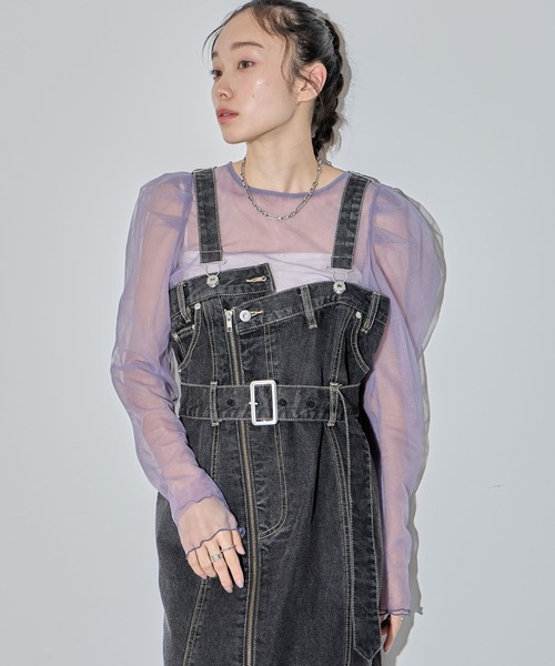 ELLEgirl(エルガール)の「配色ダブルチュールパフスリーブトップス【ELLEgirl/エル ガール】(シャツ/ブラウス・レディース・シャーベット/グレー/ライトピンク/ダークラベンダー・FREE)」の8枚目の写真