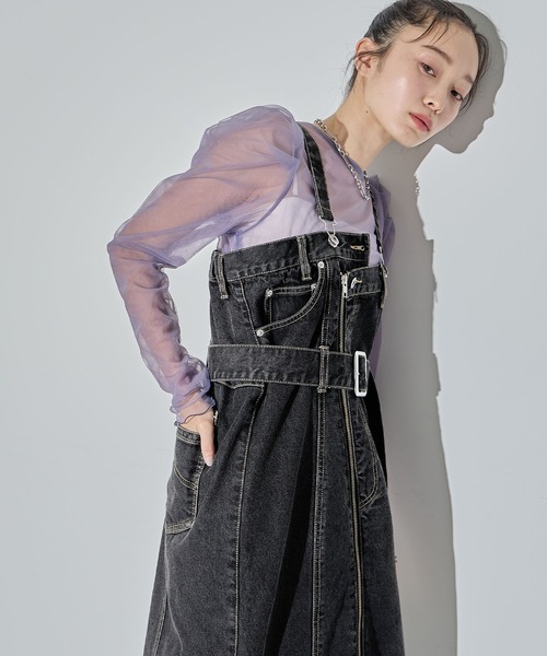ELLEgirl(エルガール)の「配色ダブルチュールパフスリーブトップス【ELLEgirl/エル ガール】(シャツ/ブラウス・レディース・シャーベット/グレー/ライトピンク/ダークラベンダー・FREE)」の5枚目の写真