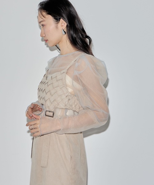 ELLEgirl(エルガール)の「配色ダブルチュールパフスリーブトップス【ELLEgirl/エル ガール】(シャツ/ブラウス・レディース・シャーベット/グレー/ライトピンク/ダークラベンダー・FREE)」の13枚目の写真