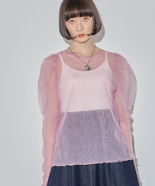ELLEgirl(エルガール)の「配色ダブルチュールパフスリーブトップス【ELLEgirl/エル ガール】(シャツ/ブラウス・レディース・シャーベット/グレー/ライトピンク/ダークラベンダー・FREE)」の20枚目の写真