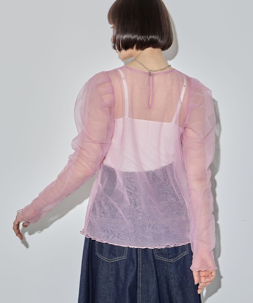 ELLEgirl(エルガール)の「配色ダブルチュールパフスリーブトップス【ELLEgirl/エル ガール】(シャツ/ブラウス・レディース・シャーベット/グレー/ライトピンク/ダークラベンダー・FREE)」の22枚目の写真