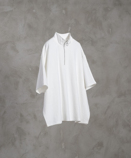 ADRER(アドラー)の「extra quality cotton punch dolman half ring zip T / エクストラクオリティコットンポンチドルマンハーフリングジップT(Tシャツ/カットソー・メンズ・ホワイト/ブラック/ブルー/ホワイト×ブラック/ダークブラック・X-SMALL/SMALL/MEDIUM/LARGE)」の7枚目の写真