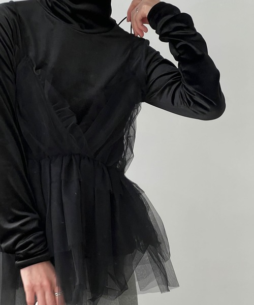 ベロア タートルネック トップス chw23a095-ファッション通販サイト