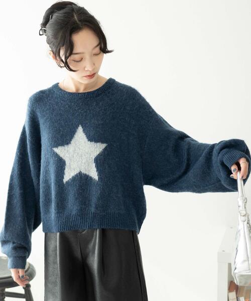 WEGO(ウィゴー)の「WEGO/スターモヘアタッチショートニット(ニット/セーター・レディース・ネイビー/アイボリー・FREE)」の15枚目の写真