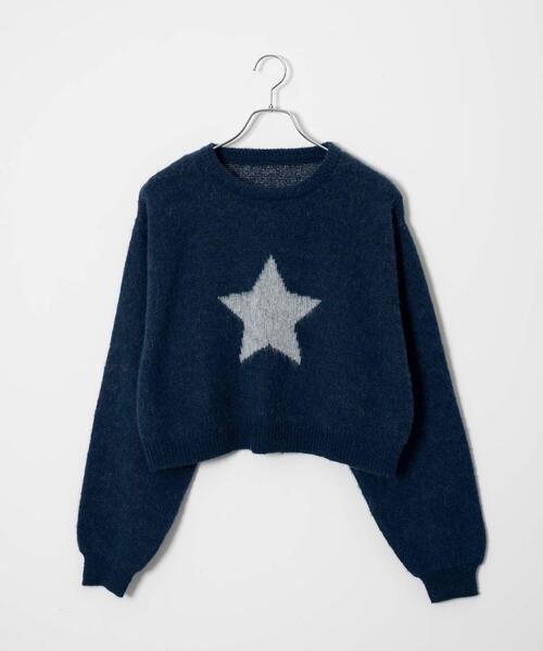 WEGO(ウィゴー)の「WEGO/スターモヘアタッチショートニット(ニット/セーター・レディース・ネイビー/アイボリー・FREE)」の17枚目の写真