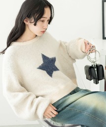 WEGO | WEGO/【23年秋冬新作】スターモヘアタッチショートニット(ニット/セーター)