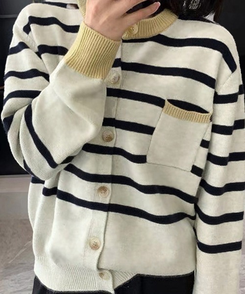 Miniministore(ミニミニストア)の「ボーダー柄カーディガン レディースニット(ニット/セーター・レディース・レッド/ネイビー/アイボリー・フリー)」の21枚目の写真