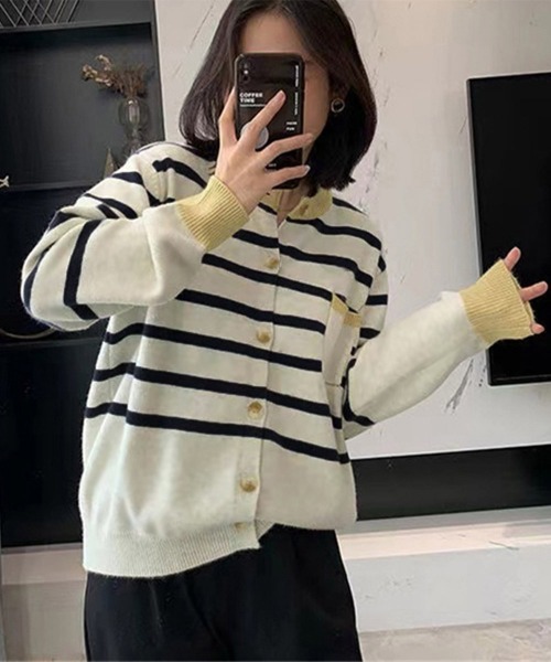 Miniministore(ミニミニストア)の「ボーダー柄カーディガン レディースニット(ニット/セーター・レディース・レッド/ネイビー/アイボリー・フリー)」の22枚目の写真