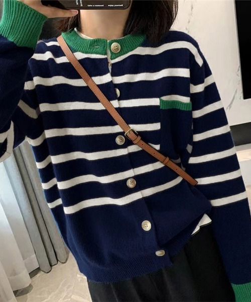 Miniministore(ミニミニストア)の「ボーダー柄カーディガン レディースニット(ニット/セーター・レディース・レッド/ネイビー/アイボリー・フリー)」の14枚目の写真
