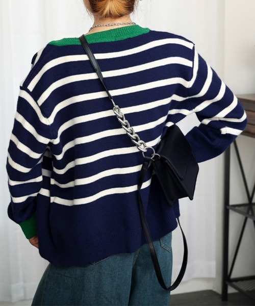 Miniministore(ミニミニストア)の「ボーダー柄カーディガン レディースニット(ニット/セーター・レディース・レッド/ネイビー/アイボリー・フリー)」の20枚目の写真