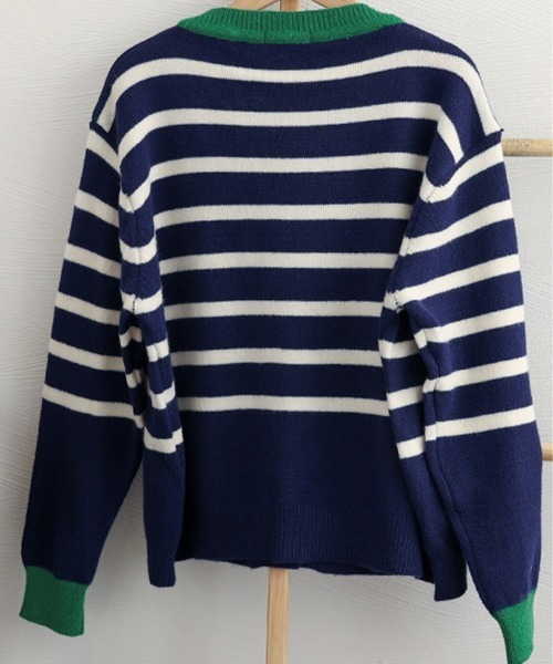 Miniministore(ミニミニストア)の「ボーダー柄カーディガン レディースニット(ニット/セーター・レディース・レッド/ネイビー/アイボリー・フリー)」の7枚目の写真