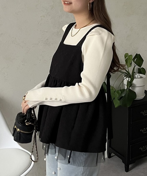 prose verse（プロズヴェール）の「チュールレイヤードバックベルトペプラムビスチェ（キャミソール・レディース・ブラック・MEDIUM）」の3枚目の写真