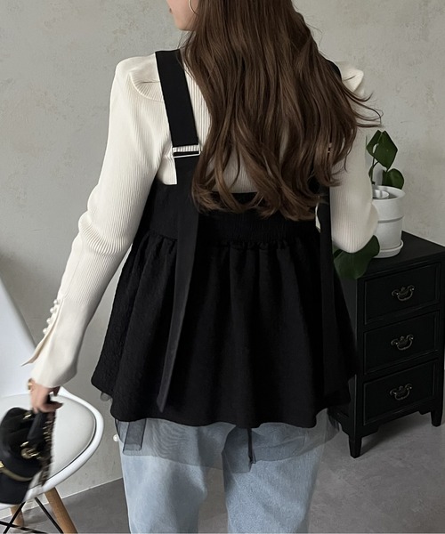 prose verse（プロズヴェール）の「チュールレイヤードバックベルトペプラムビスチェ（キャミソール・レディース・ブラック・MEDIUM）」の4枚目の写真