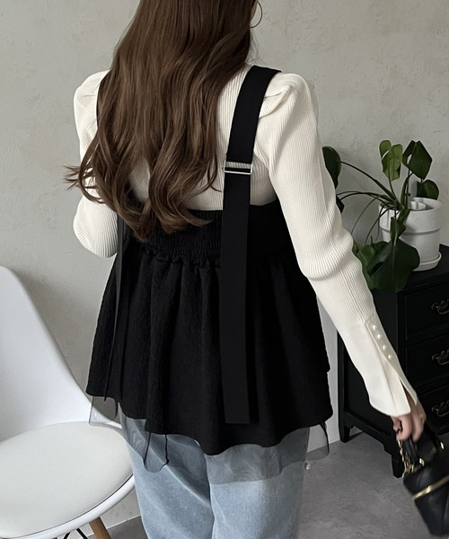 prose verse（プロズヴェール）の「チュールレイヤードバックベルトペプラムビスチェ（キャミソール・レディース・ブラック・MEDIUM）」の5枚目の写真