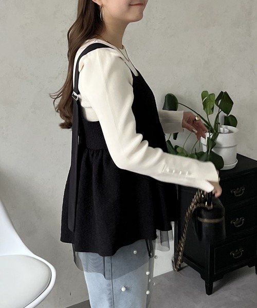 prose verse（プロズヴェール）の「チュールレイヤードバックベルトペプラムビスチェ（キャミソール・レディース・ブラック・MEDIUM）」の6枚目の写真