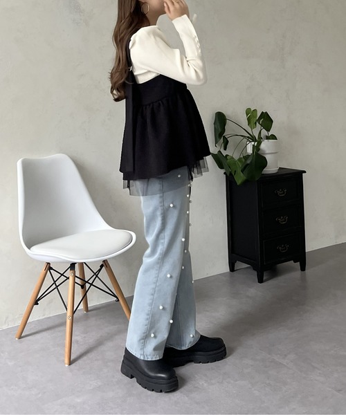 prose verse（プロズヴェール）の「チュールレイヤードバックベルトペプラムビスチェ（キャミソール・レディース・ブラック・MEDIUM）」の17枚目の写真