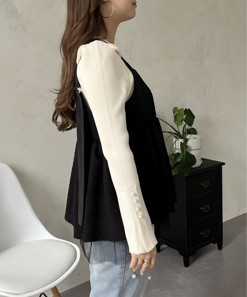 prose verse（プロズヴェール）の「チュールレイヤードバックベルトペプラムビスチェ（キャミソール・レディース・ブラック・MEDIUM）」の19枚目の写真