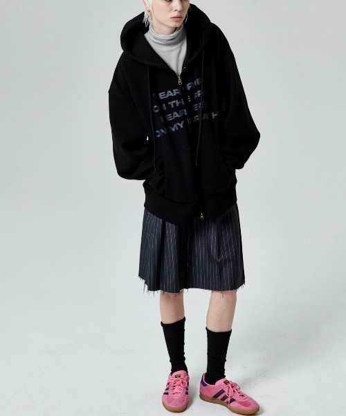 runningHIGH（ランニングハイ）の「【runningHIGH】LETTERING ZIP UP HOODIE（パーカー・レディース・グレー/カモフラージュ/ブラック・ONE SIZE）」の10枚目の写真