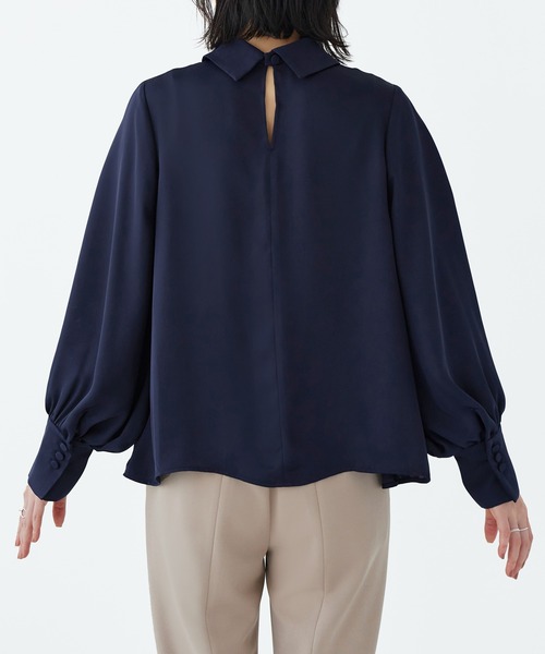 ルイルエブティック RUIRUE BOUTIQUE 【ドレスアップデコルテ ブラウスシリーズ】シャツカラー タックブラウス （ブラック） 洗える ｜【ドレスアップデコルテブラウスシリーズ】シャツ
