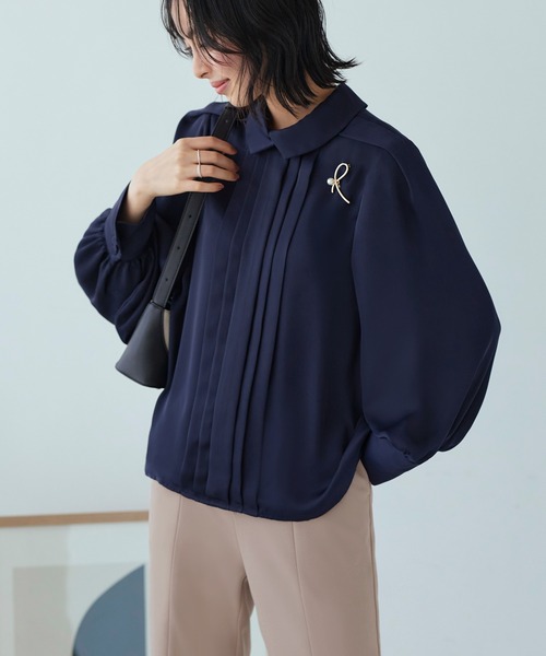 RUIRUE BOUTIQUE(ルイルエブティック)の「洗える |【ドレスアップデコルテブラウスシリーズ】シャツカラータックブラウス 洗える | 長袖 シャツ襟 トップス 体型カバー オフィスカジュアル 通勤服 華やか ボリュームスリーブ ブラウス(シャツ/ブラウス・レディース・ホワイト/ネイビー/ブラック・L/3L/S/M/LL)」の18枚目の写真