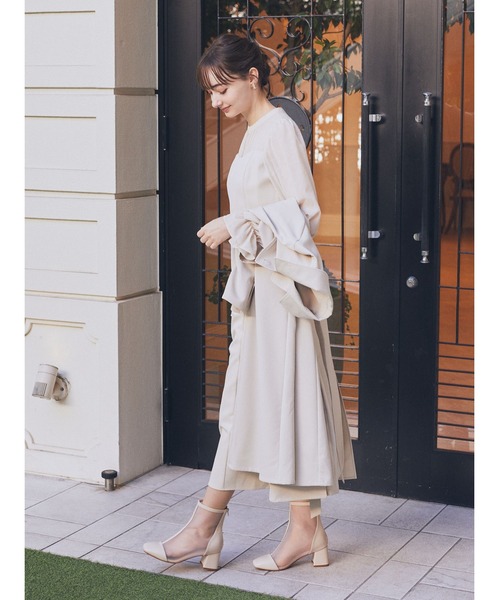 earth music&ecology（アースミュージックアンドエコロジー）の「シアードットドッキングワンピース（ドレス・レディース・ブラック/ベージュ・S/M）」の9枚目の写真